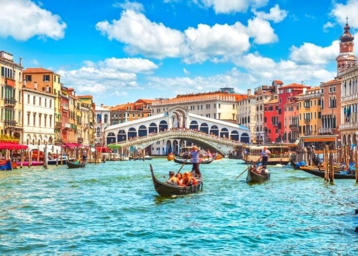 The Grand Canal and Rialto bridge Venice